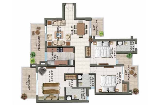 Type B1 floor plan